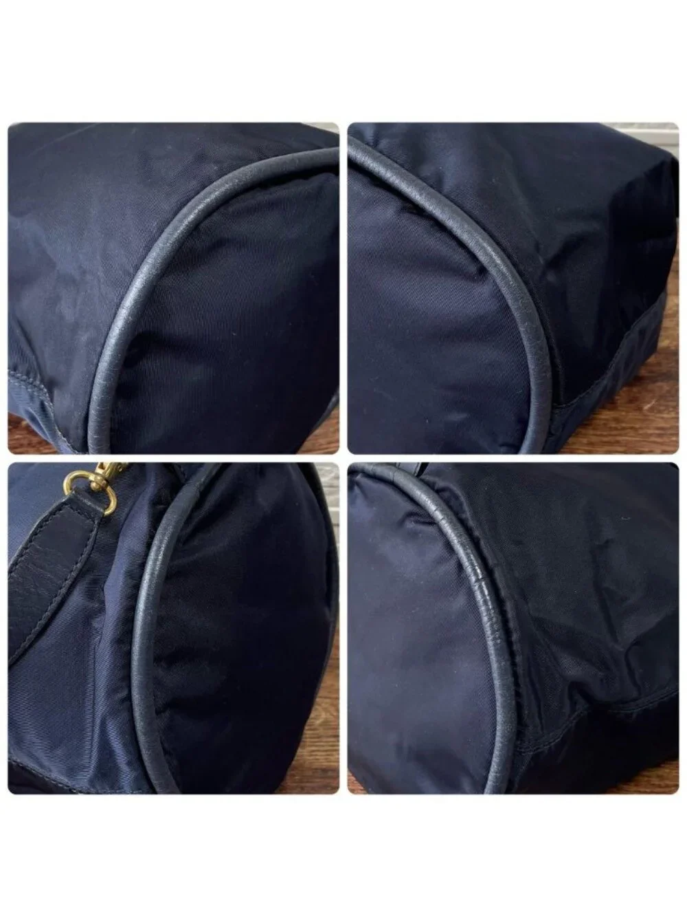 Celine Nylon Leather Shoulder Bag Drawstring Gold - Picture 6 of 10